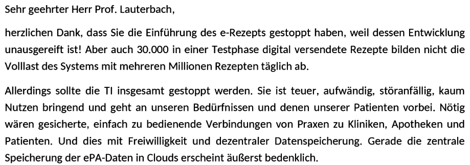 Offener Brief An Bundesgesundheitsminister Lauterbach Mit Der Forderung ...